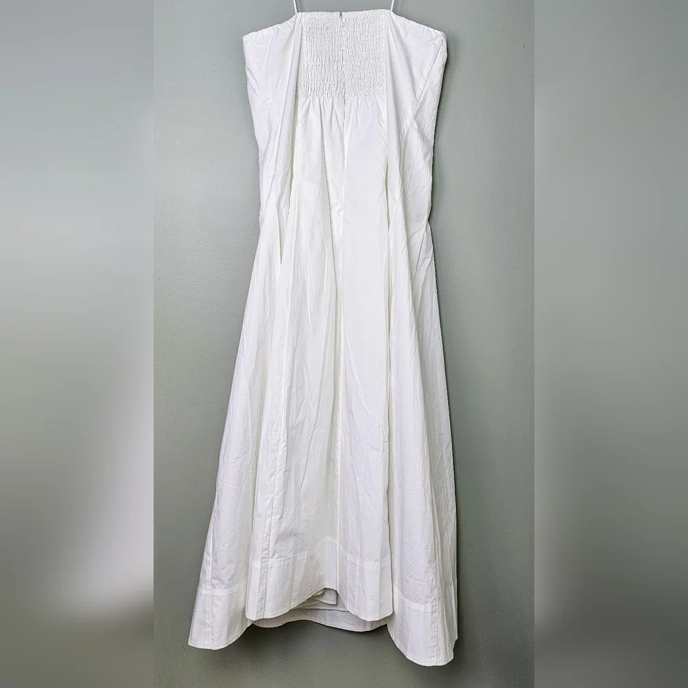 Mare Mare x Anthropologie White Strapless Seamed A-Line Midi Dress, XL